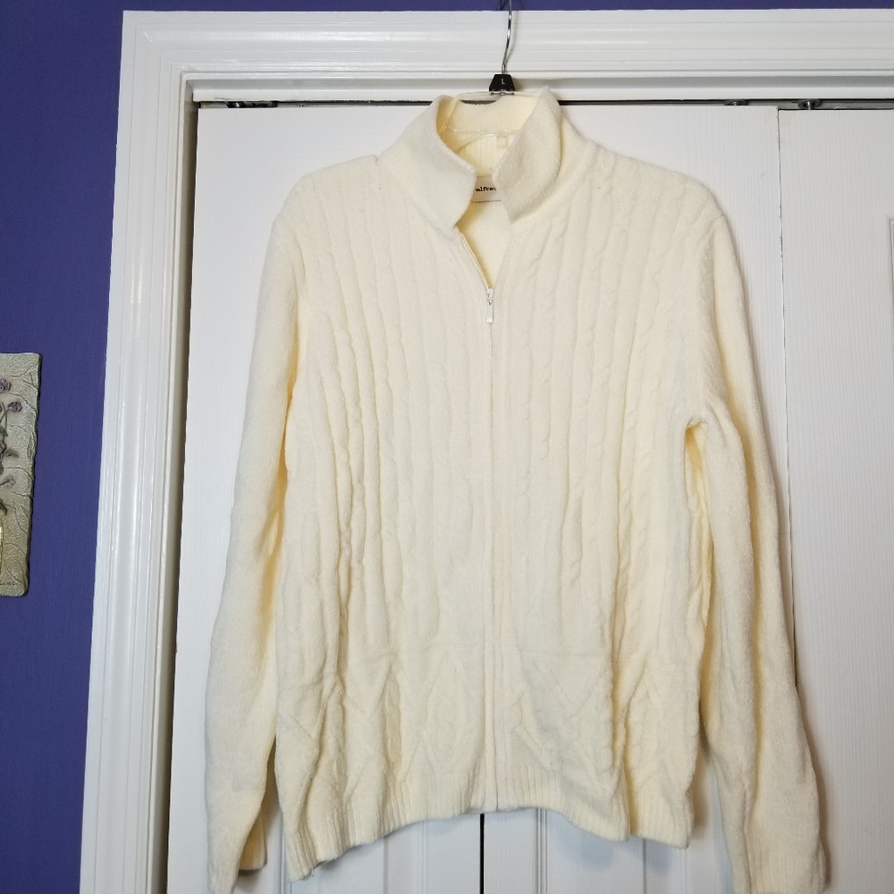 Alfred Dunner Classics Texture Chenille Zip Cardigan